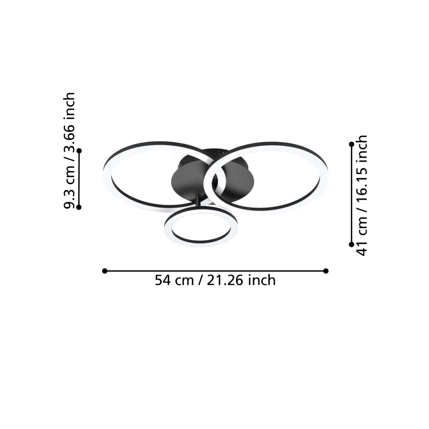 Eglo 31771 - LED Stmievateľné stropné svietidlo PARRAPOS-Z LED/33W/230V 3000-6500K čierna