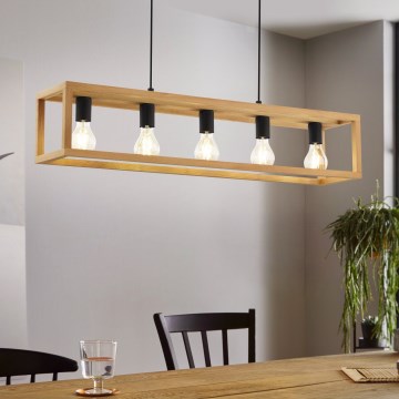 Eglo 32143 - Závesný luster na lane BLACKCROWN 5xE27/40W/230V hnedá