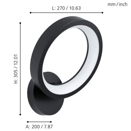 Eglo 32325 - LED RGBW Stmievateľné nástenné svietidlo MARGHERA-C LED/16W/230V 2700-6500K čierna