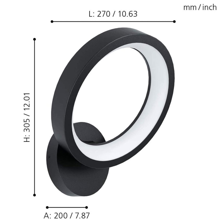 Eglo 32325 - LED RGBW Stmievateľné nástenné svietidlo MARGHERA-C LED/16W/230V 2700-6500K čierna