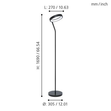 Eglo 32327 - LED RGBW stmievateľná stojacia lampa MARGHERA-C LED/15,5W/230V 2700-6500K čierna