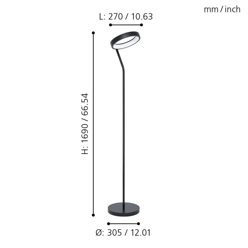 Eglo 32327 - LED RGBW stmievateľná stojacia lampa MARGHERA-C LED/15,5W/230V 2700-6500K čierna