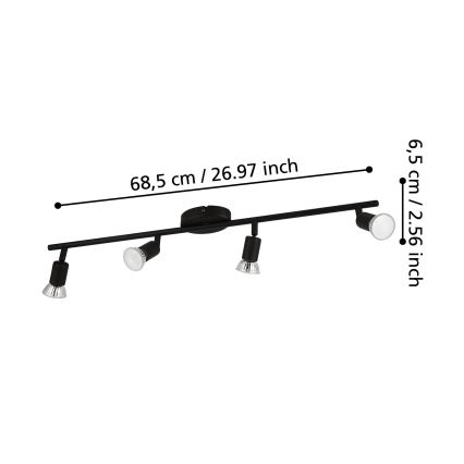 Eglo - LED Bodové svietidlo 4xGU10/2,8W/230V 3000K čierna