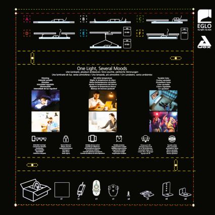 Eglo 32547 - LED RGBW Stmievateľný prisadený/podhľadový panel 2v1 SALOBRENA-C LED/34W/230V biela 60x60 cm + diaľkové ovládanie