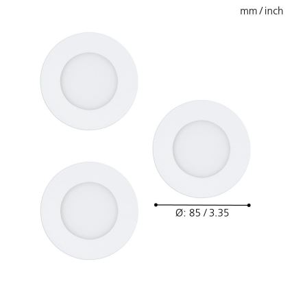 Eglo - sada 3x stmievateľných RGB LED podhľadových svietidiel FUEVA-C LED/3W/230V, priemer 8,5 cm