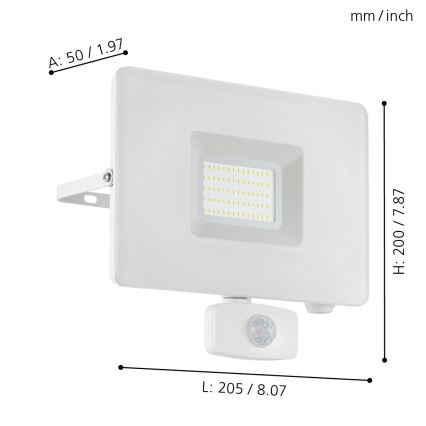 Eglo - LED reflektor so senzorom LED/50W/230V IP44