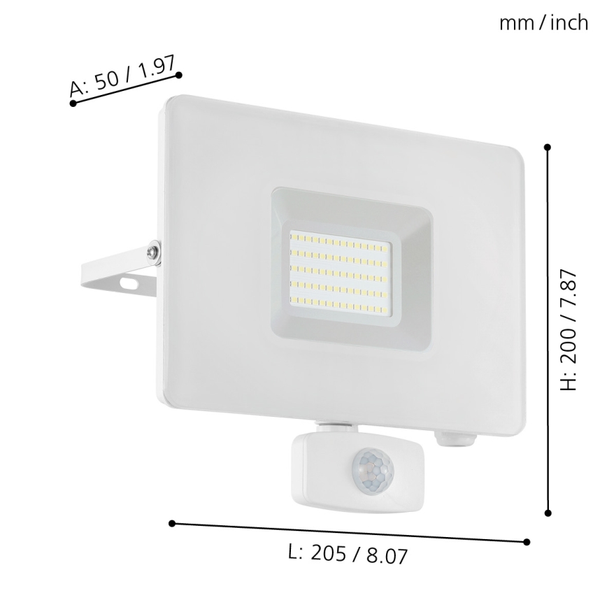 Eglo - LED reflektor so senzorom LED/50W/230V IP44