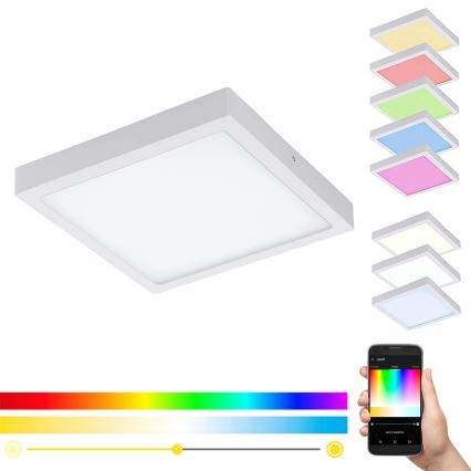 Eglo 33209 - LED RGBW stmievateľné stropné svietidlo FUEVA-C LED/21W/230V 2700-6500K 30x30 cm biela
