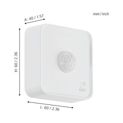 Eglo 33236 - Vonkajší pohybový a súmrakový senzor CONNECT SENSOR 3xAA 12 m biely IP44