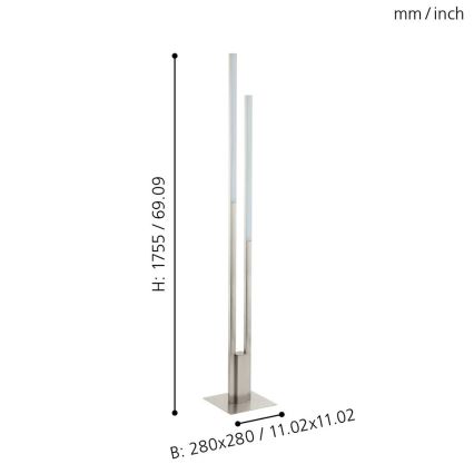 Eglo 33323 - LED RGBW Stmievateľná stojacia lampa FRAIOLI-C 2xLED/17W/230V 2700-6500K matný chróm