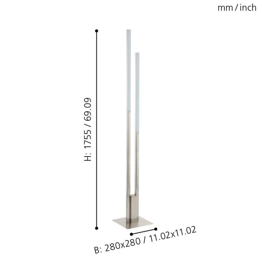 Eglo 33323 - LED RGBW Stmievateľná stojacia lampa FRAIOLI-C 2xLED/17W/230V 2700-6500K matný chróm