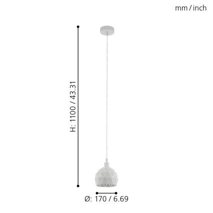 Eglo 33344 - Luster na lanku ROCCAFORTE 1xE14/40W/230V