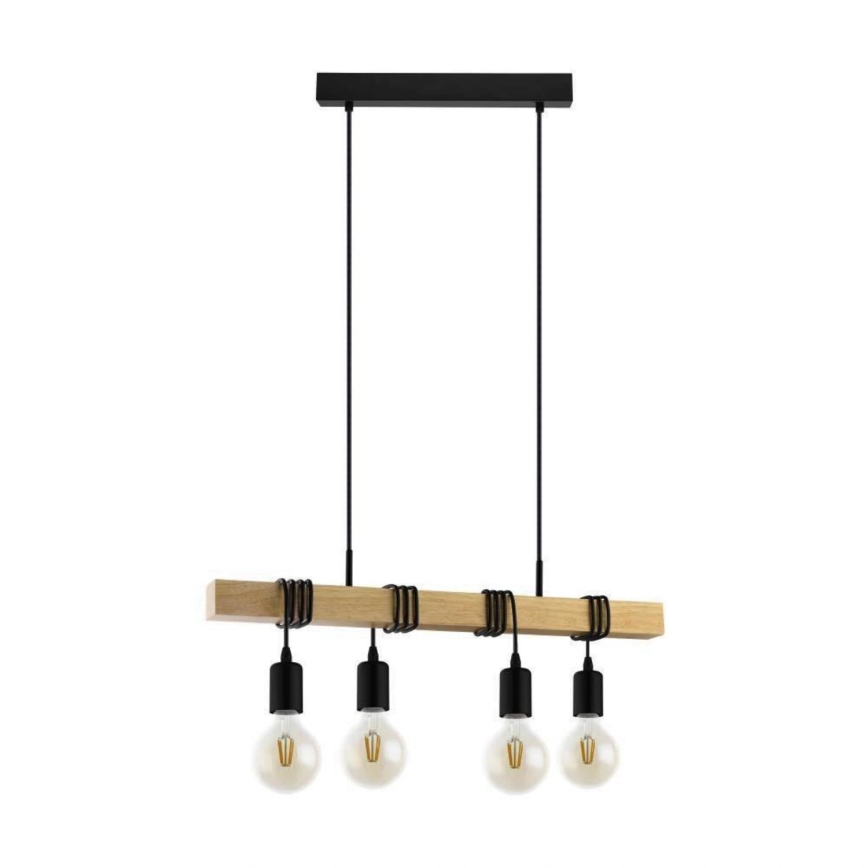 Eglo 33378 - LED Luster na lanku TOWNSHEND 4xE27/4W/230V 2200K béžová/čierna