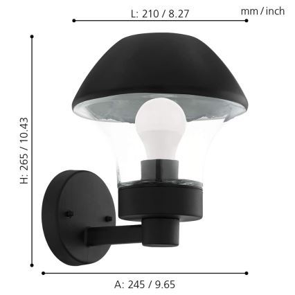 Eglo 33567 - LED Stmievateľné vonkajšie nástenné svietidlo VERLUCCA-C 1xE27/9W/230V IP44