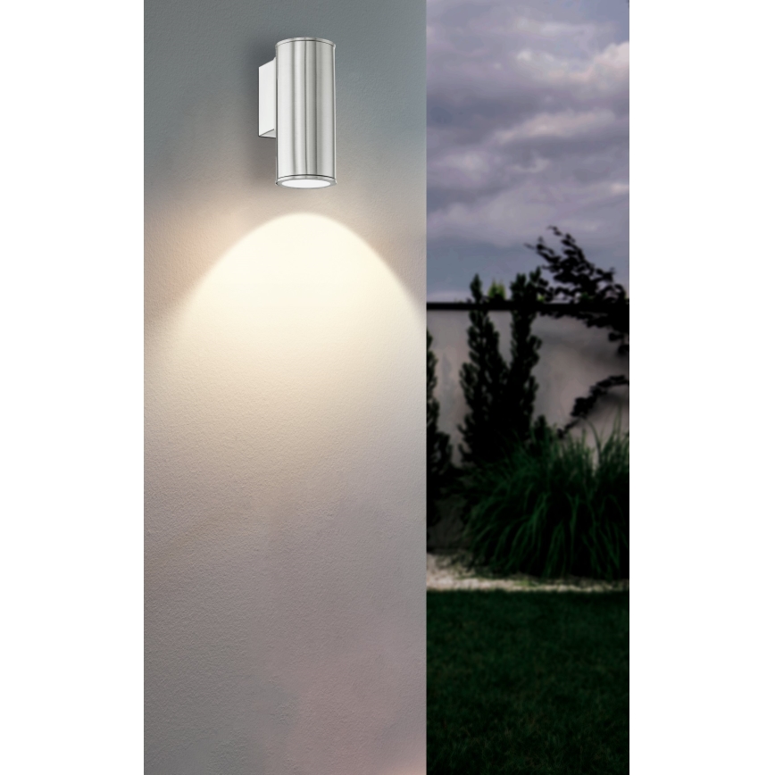Eglo 33581 - LED RGBW stmievateľné vonkajšie nástenné svietidlo RIGA 1xGU10/5W/230V 2700-6500K IP44 matný chróm