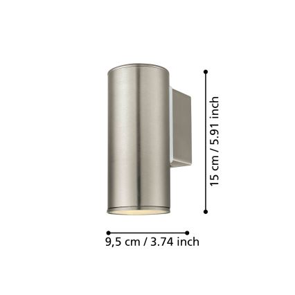 Eglo 33581 - LED RGBW stmievateľné vonkajšie nástenné svietidlo RIGA 1xGU10/5W/230V 2700-6500K IP44 matný chróm
