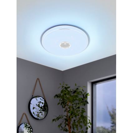 Eglo - LED RGBW Stmievateľné kúpeľňové stropné svietidlo s reproduktorom LED/19W/230V 3000-6500K IP44 pr. 39 cm biela+ + diaľkové ovládanie