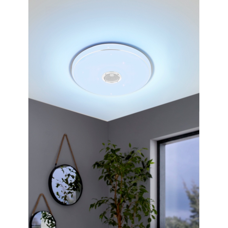 Eglo - LED RGBW Stmievateľné kúpeľňové stropné svietidlo s reproduktorom LED/19W/230V 3000-6500K IP44 pr. 39 cm biela+ + diaľkové ovládanie