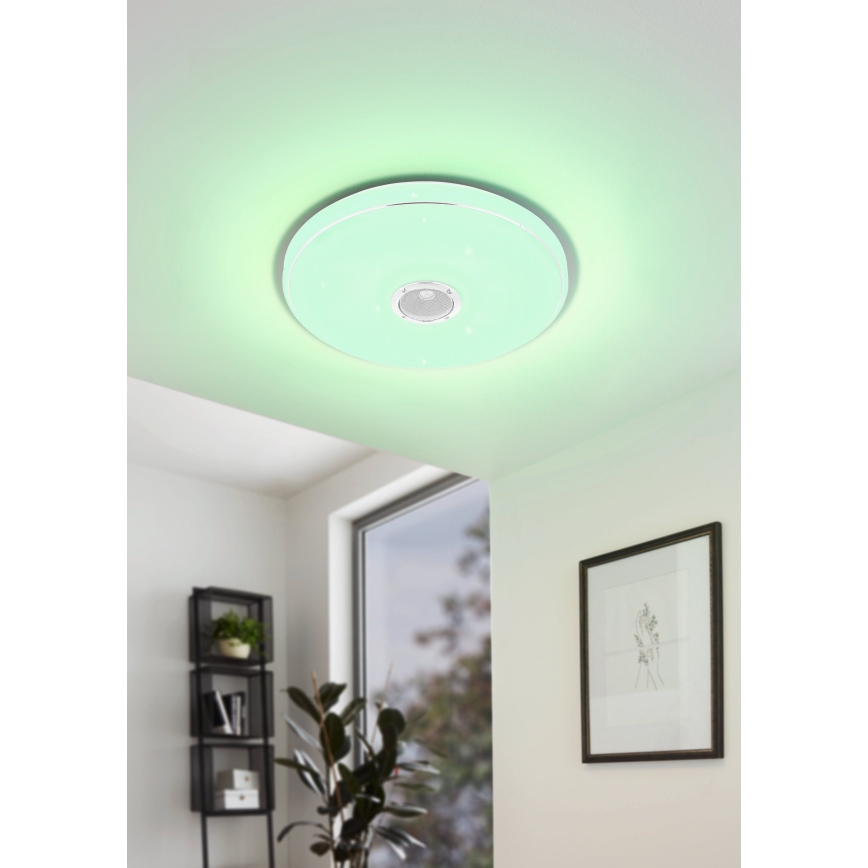 Eglo - LED RGBW Stmievateľné kúpeľňové stropné svietidlo s reproduktorom LED/19W/230V 3000-6500K IP44 pr. 39 cm biela+ + diaľkové ovládanie