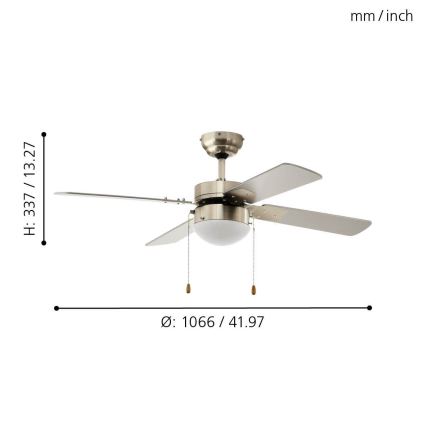 Eglo - Stropný ventilátor 1xE14/60W/230V