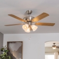 Eglo 35077 - Stropný ventilátor LAS PALMAS 3xE27/40W/230V matný chróm/hnedá