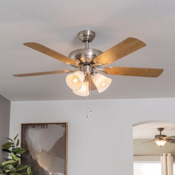 Eglo 35077 - Stropný ventilátor LAS PALMAS 3xE27/40W/230V matný chróm/hnedá