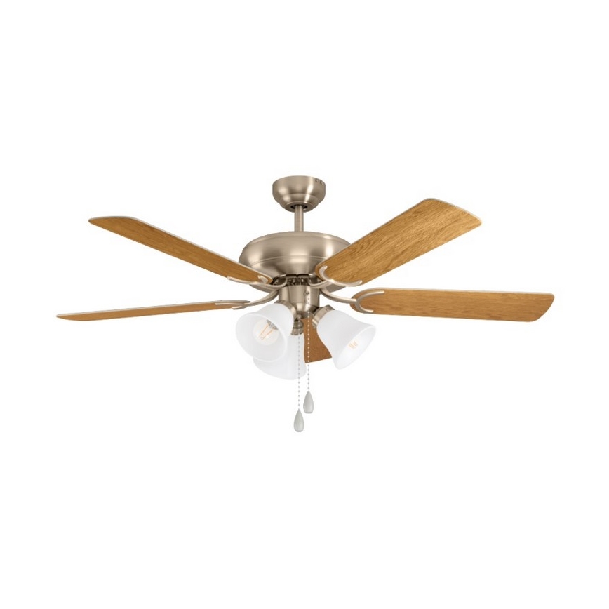 Eglo 35077 - Stropný ventilátor LAS PALMAS 3xE27/40W/230V matný chróm/hnedá