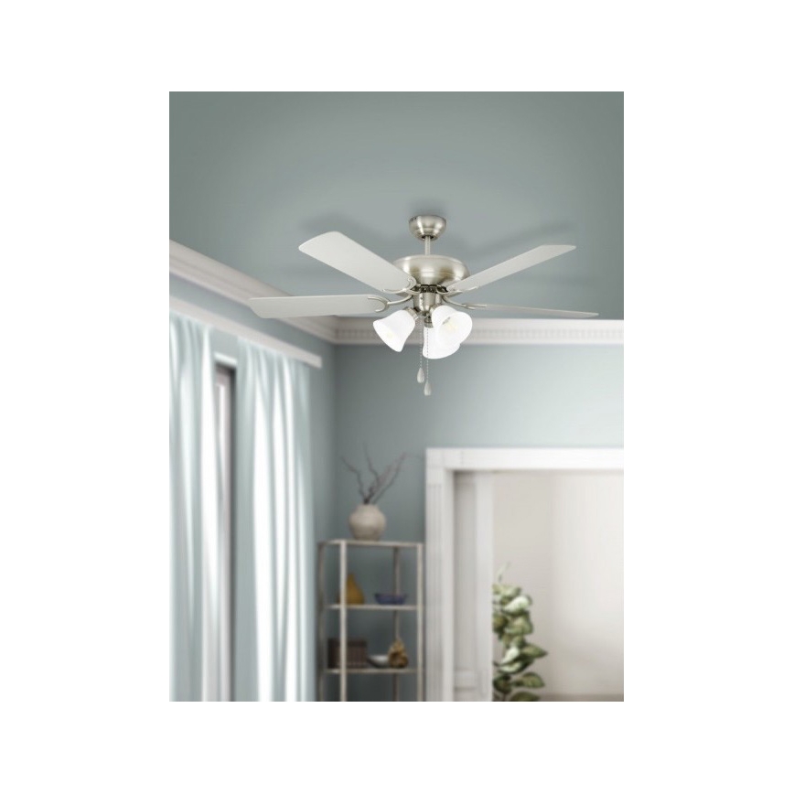 Eglo 35077 - Stropný ventilátor LAS PALMAS 3xE27/40W/230V matný chróm/hnedá