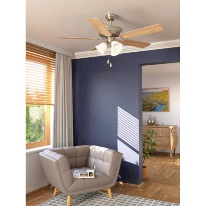 Eglo 35077 - Stropný ventilátor LAS PALMAS 3xE27/40W/230V matný chróm/hnedá