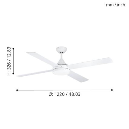 Eglo - LED Stropný ventilátor LED/20W/230V 3000/4000/5000K + diaľkové ovládanie biela