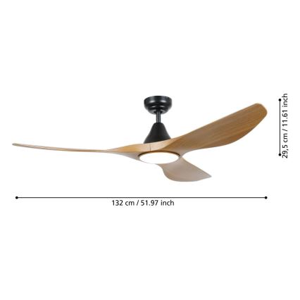 Eglo - LED stropný ventilátor LED/19W/230V 3000/4000/5000K pr. 132 cm hnedý + diaľkové ovládanie
