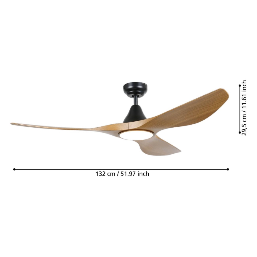 Eglo - LED stropný ventilátor LED/19W/230V 3000/4000/5000K pr. 132 cm hnedý + diaľkové ovládanie