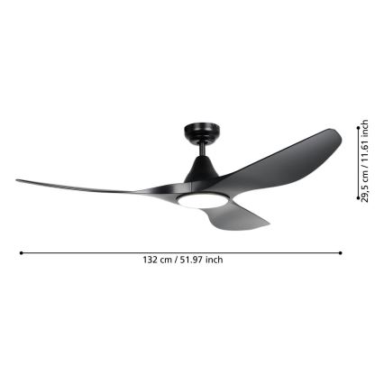 Eglo - LED stropný ventilátor LED/20W/230V 3000/4000/5000K priemer 132 cm čierny + diaľkové ovládanie