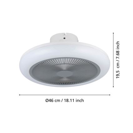 Eglo - LED Stmievateľný stropní ventilátor LED/25,5W/230V šedá + diaľkové ovládanie