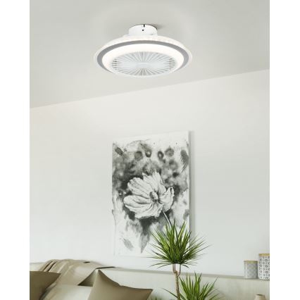 Eglo - LED Stmievateľný stropný ventilátor LED/25,5W/230V biela/šedá 2700-6500K + diaľkové ovládanie