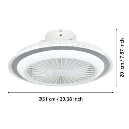 Eglo - LED Stmievateľný stropný ventilátor LED/25,5W/230V biela/šedá 2700-6500K + diaľkové ovládanie