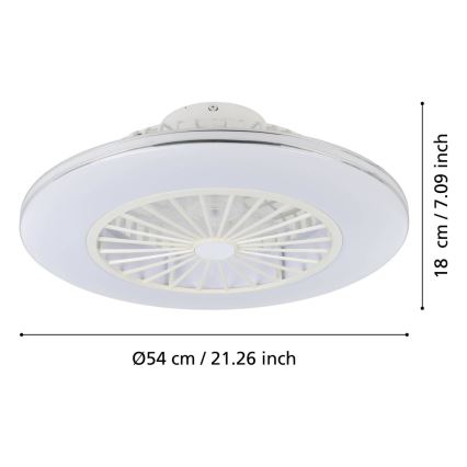 Eglo - LED stmievateľný stropný ventilátor 3xLED/12,6W/230V pr. 55 cm biela + diaľkové ovládanie