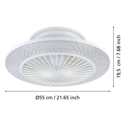 Eglo - LED stmievateľný stropný ventilátor 3xLED/12,6W/230V 2700-6500K pr. 55 cm biela + diaľkové ovládanie
