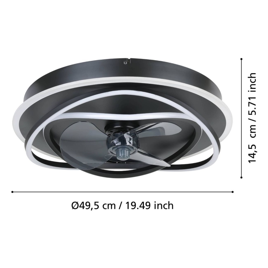 Eglo - LED Stmievateľný stropný ventilátor 4xLED/9W/230V 2700-6500K priemer 50 cm čierny + diaľkové ovládanie