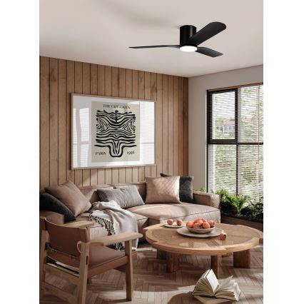Eglo - LED Stmievateľný stropný ventilátor LED/17W/230V 3000/4000/5000K pr. 132 cm čierny + diaľkové ovládanie