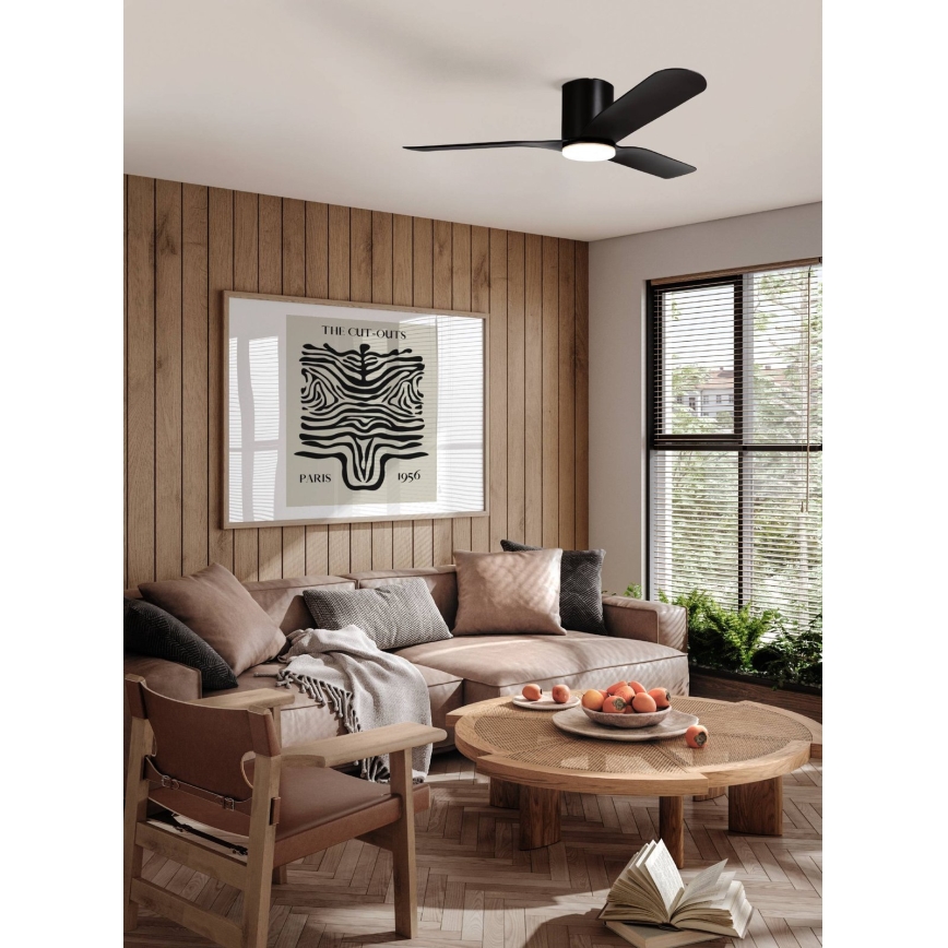 Eglo - LED Stmievateľný stropný ventilátor LED/17W/230V 3000/4000/5000K pr. 132 cm čierny + diaľkové ovládanie