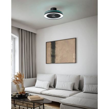 Eglo - LED RGBW zatemnljiv stropni ventilator 3xLED/8,5W/230V+LED/6W 2700-6500K premer 48 cm črna + daljinski upravljalnik
