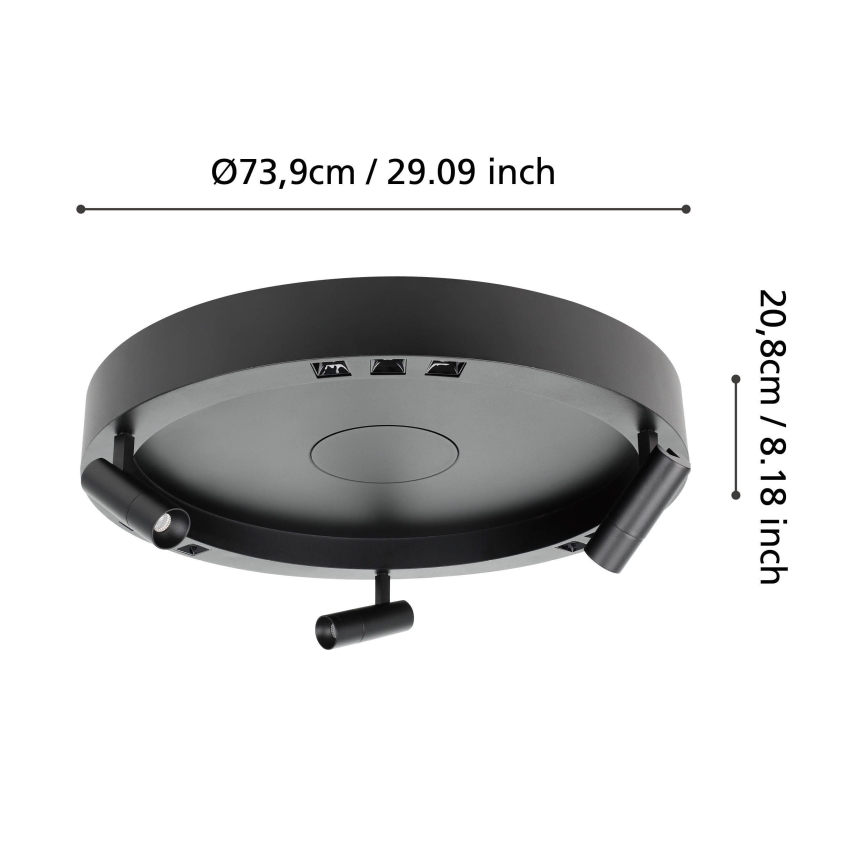 Eglo - LED Stmievateľné stropné svietidlo 3xLED/8W/230V + 3xLED/8,5W 3000K čierna + diaľkové ovládanie