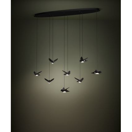 Eglo - LED Stmievateľný luster na lanku 8xLED/4,2W/230V 3000K čierna