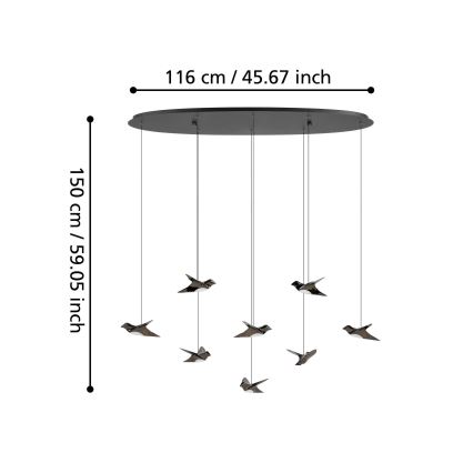 Eglo - LED Stmievateľný luster na lanku 8xLED/4,2W/230V 3000K čierna