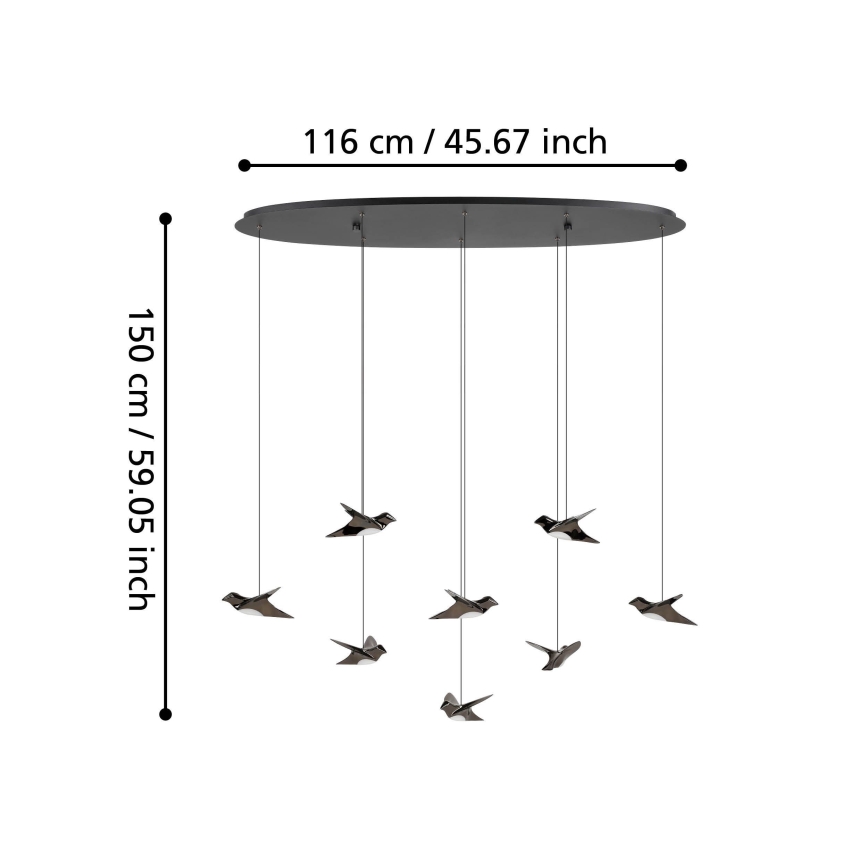 Eglo - LED Stmievateľný luster na lanku 8xLED/4,2W/230V 3000K čierna