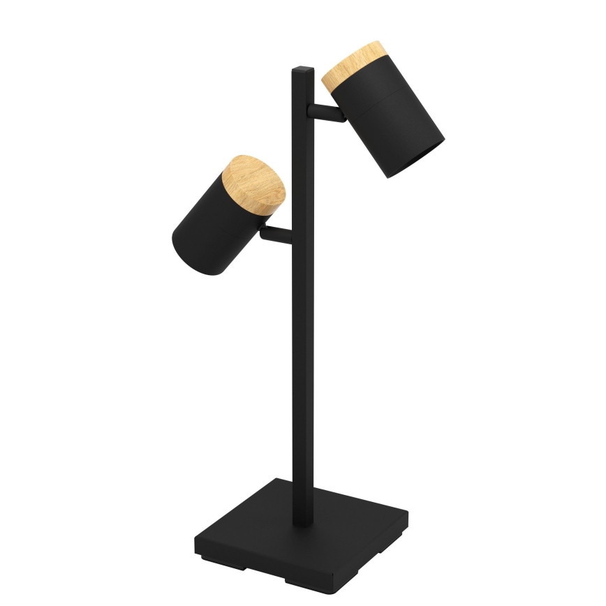 Eglo - LED Stolná lampa 2xGU10/4,5W/230V 3000K čierna/hnedá