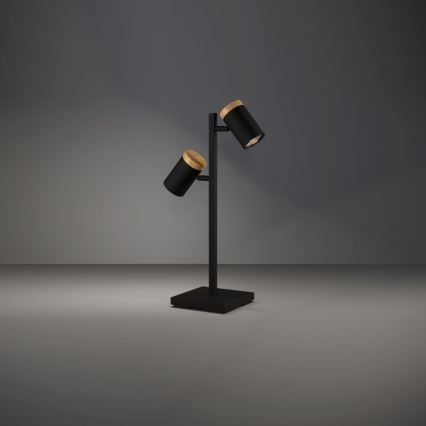 Eglo - LED Stolná lampa 2xGU10/4,5W/230V 3000K čierna/hnedá