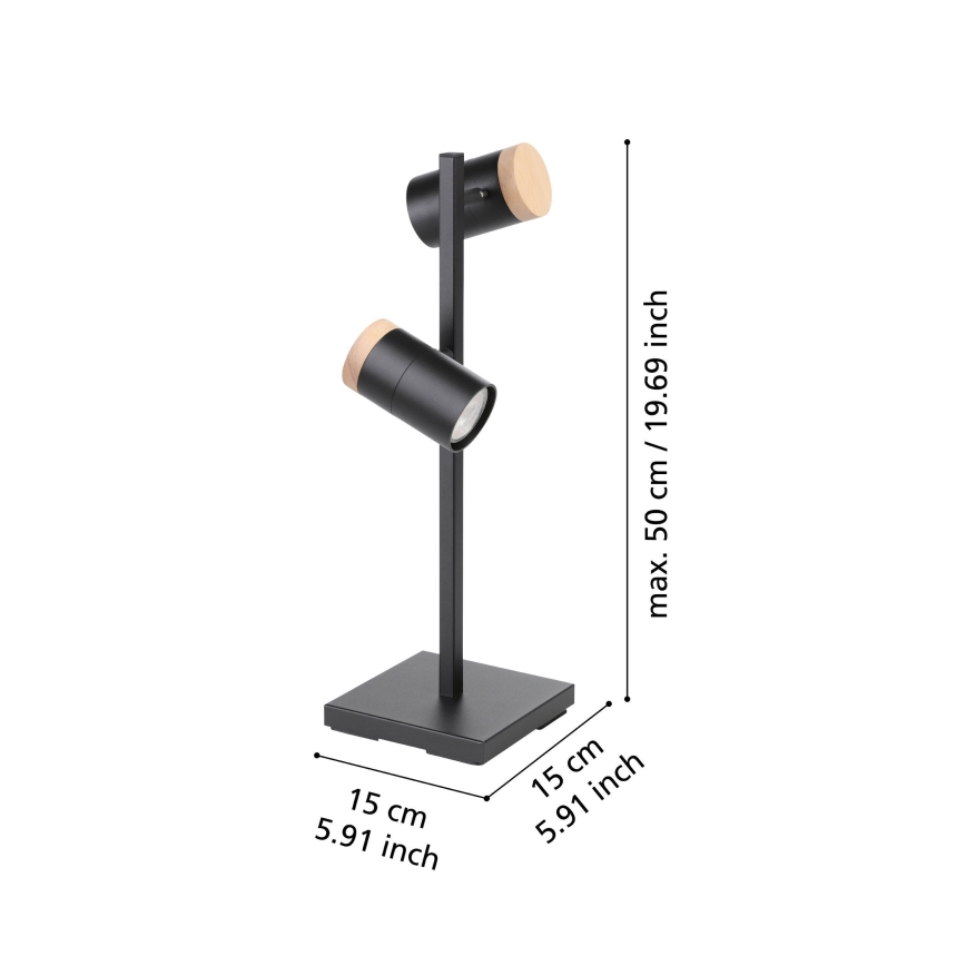 Eglo - LED Stolná lampa 2xGU10/4,5W/230V 3000K čierna/hnedá
