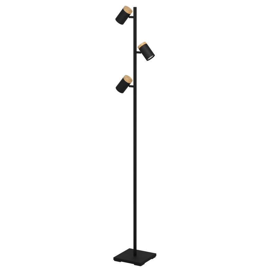 Eglo - LED Stojacia lampa 3xGU10/4,5W/230V 3000K čierna/hnedá